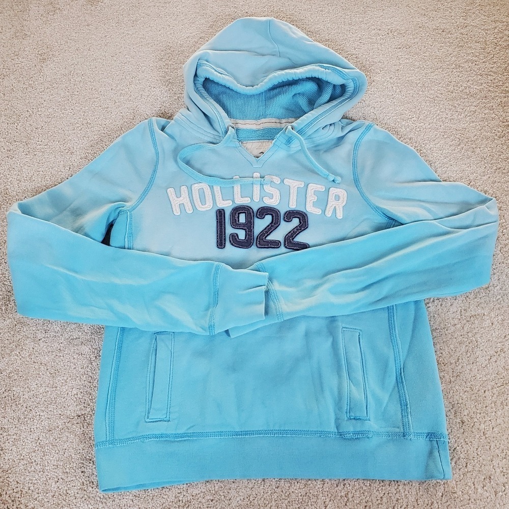 Hollister Women's Logo Sweatshirt Hoodie Size M Blue Ombre